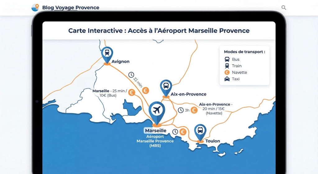 Destinations desservies par taxi Izidrive depuis l'aéroport Marseille Provence